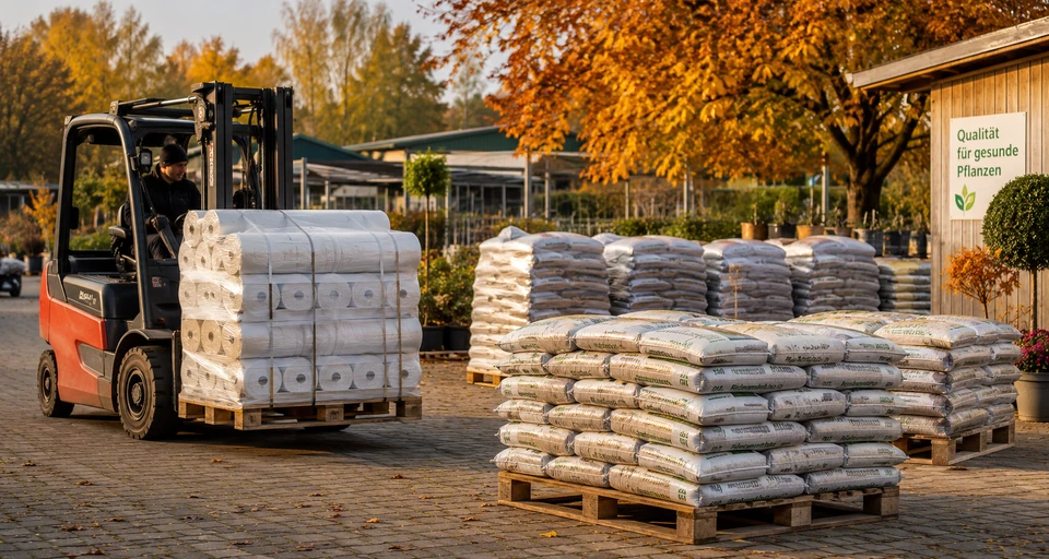 Termintreue Lieferung von Agrarstretchfolie und Pressengarn an einen Lohnunternehmer vor der Erntesaison